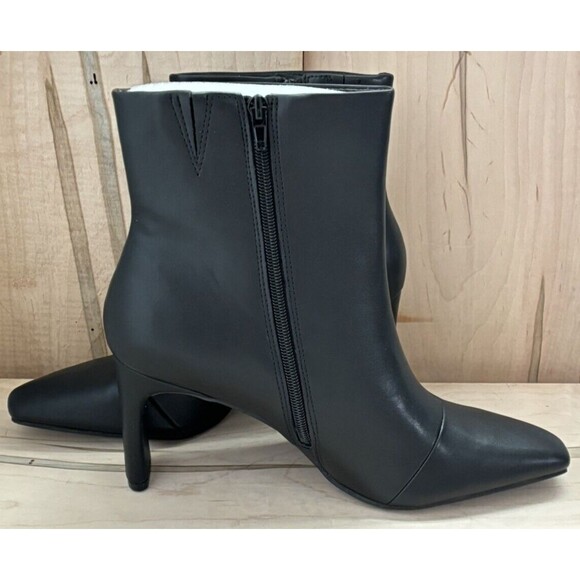 Alfani Womens Terrie Zipper Block Heel Square Toe Ankle Boots Smooth Black 11M - Picture 5 of 7